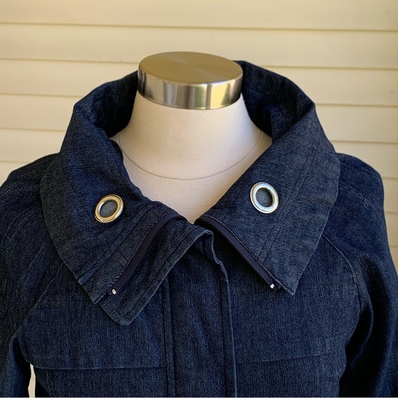Sandro Denim Blue Jacket Cropped Dark Wash 3/4 Sleeve Petite Small *read - Picture 3 of 7